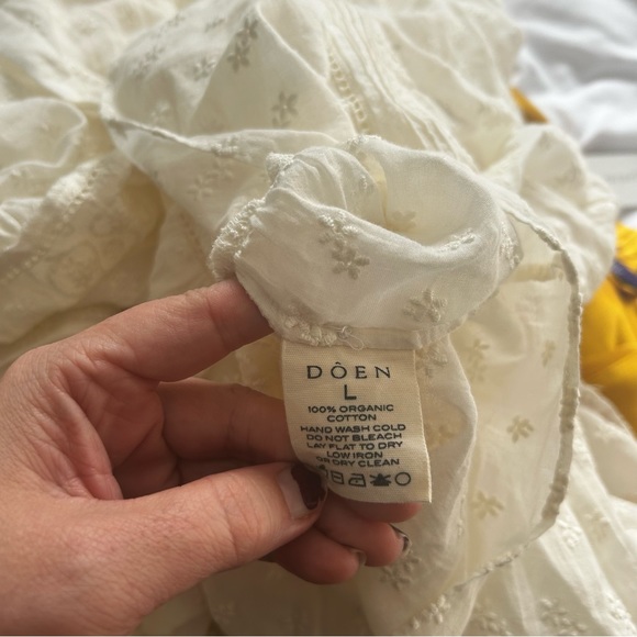 Doen Sz Large Rolande Tiered Embroidered Organic Cotton-Voile Midi Dress in Salt - Picture 10 of 16